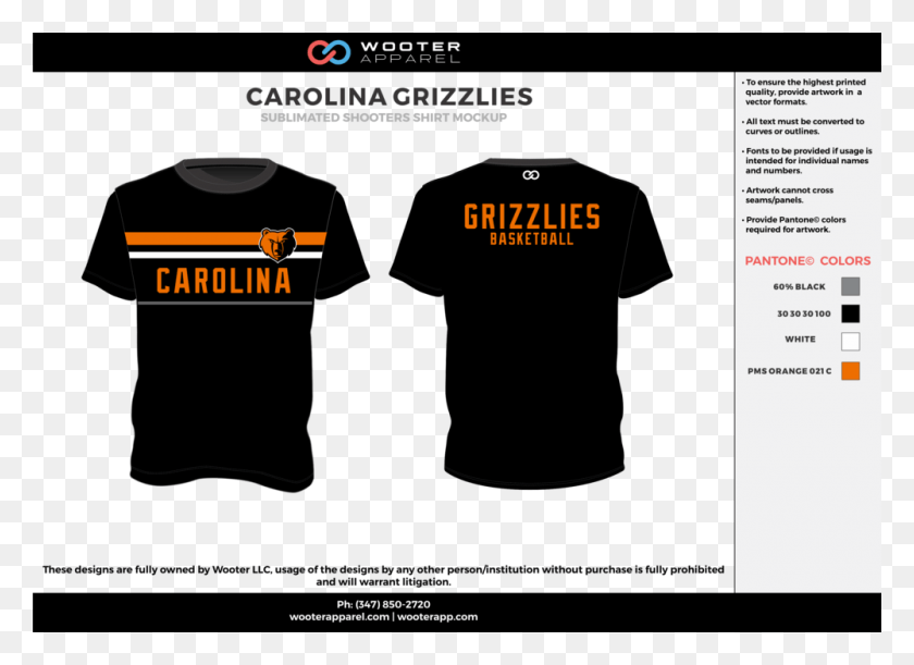 1000x707 Descargar Png Carolina Grizzlies Negro Gris Naranja Blanco Equipo De Diseño Personalizado Diseño De La Camisa De Polo, Ropa, Textil, Texto Hd Png