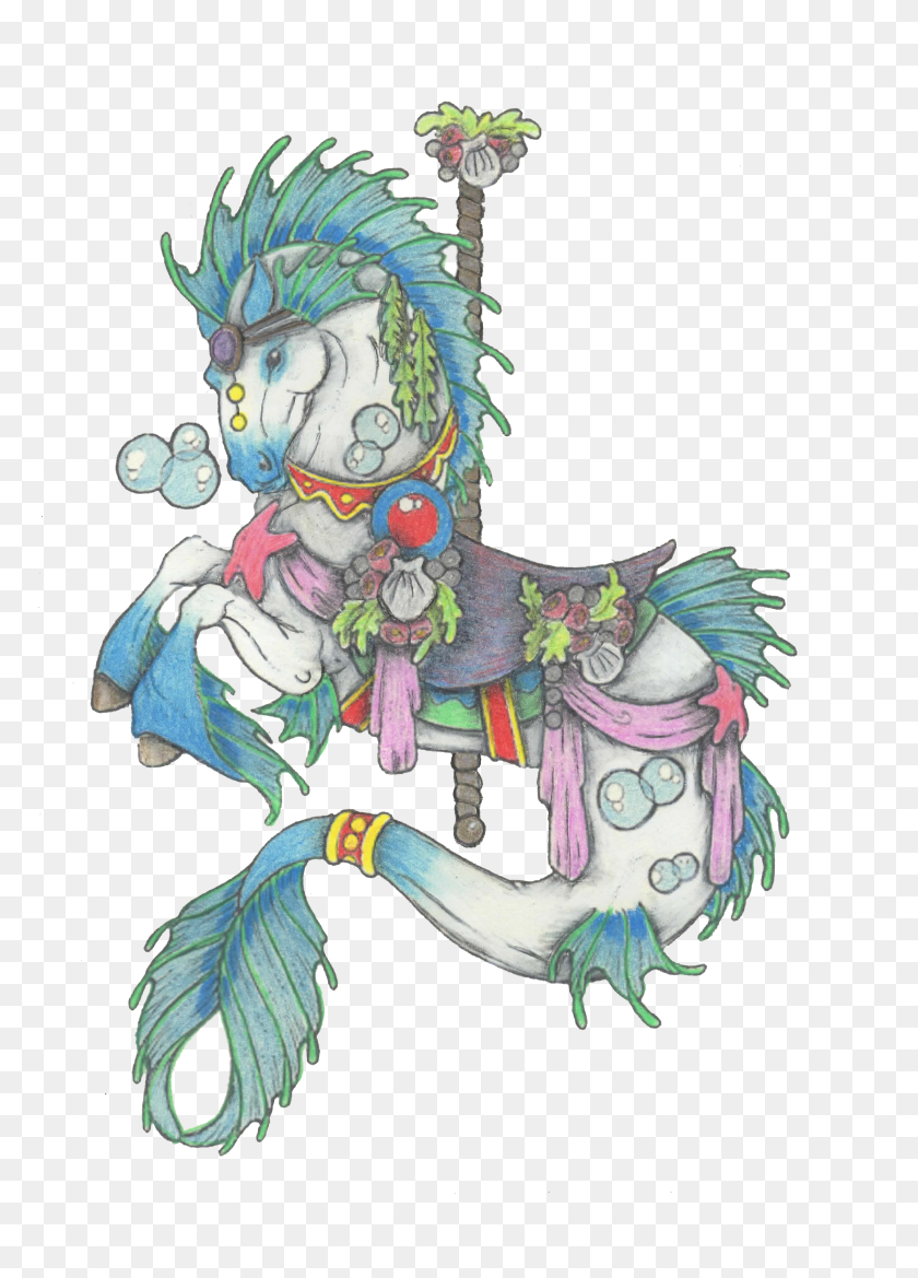 2369x3369 Carousel Horse Colored Pencil Carousel Colored Pencil Drawings Carosel Horses HD PNG Download