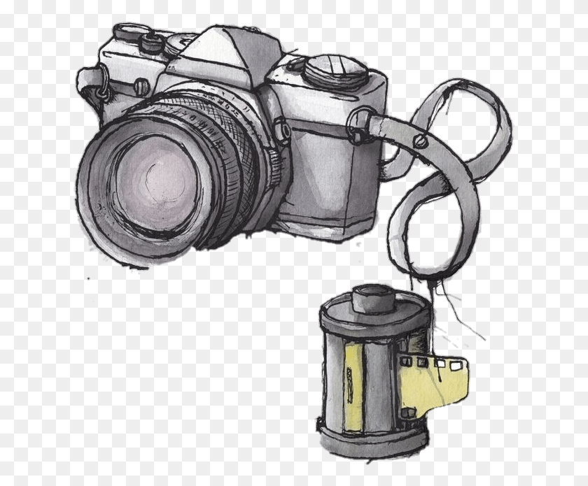 632x635 Carrete Polaroid Vector Illustration Pictureart Sketch, Camera, Electronics, Digital Camera HD PNG Download