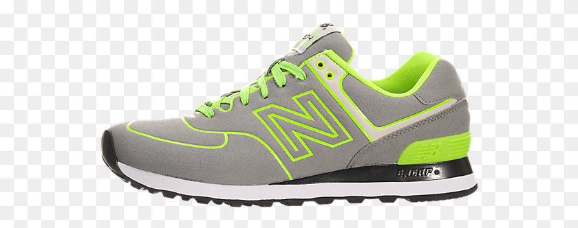 550x272 Carries New Balance 574 Trainers Grey Neon Green, Shoe, Footwear, Clothing HD PNG Download