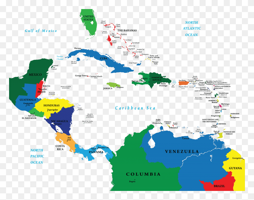 5000x3865 Carte Amerique Centrale Caraibes, Map, Diagram, Plot HD PNG Download