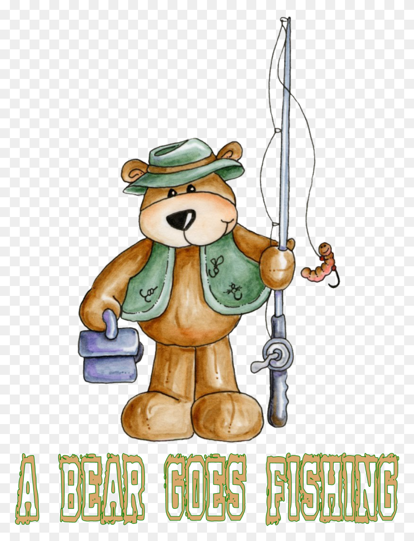1082x1439 Cartoon Bear Fishing, Toy, Figurine, Poster HD PNG Download