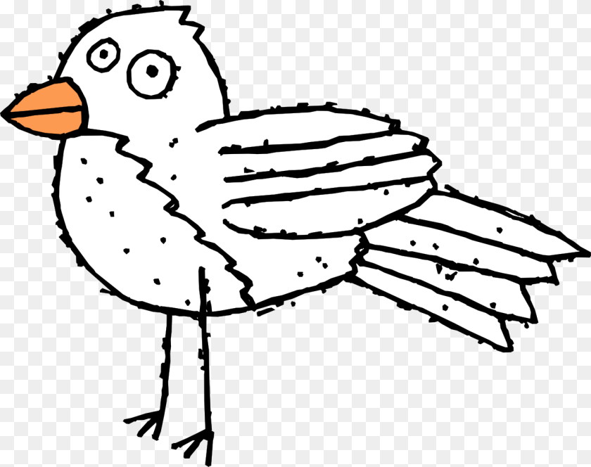 1331x1052 Cartoon Bird 3 Black White Line Art Scalable Vector Cartoon Bird, Animal, Finch, Drawing, Stencil Clipart PNG