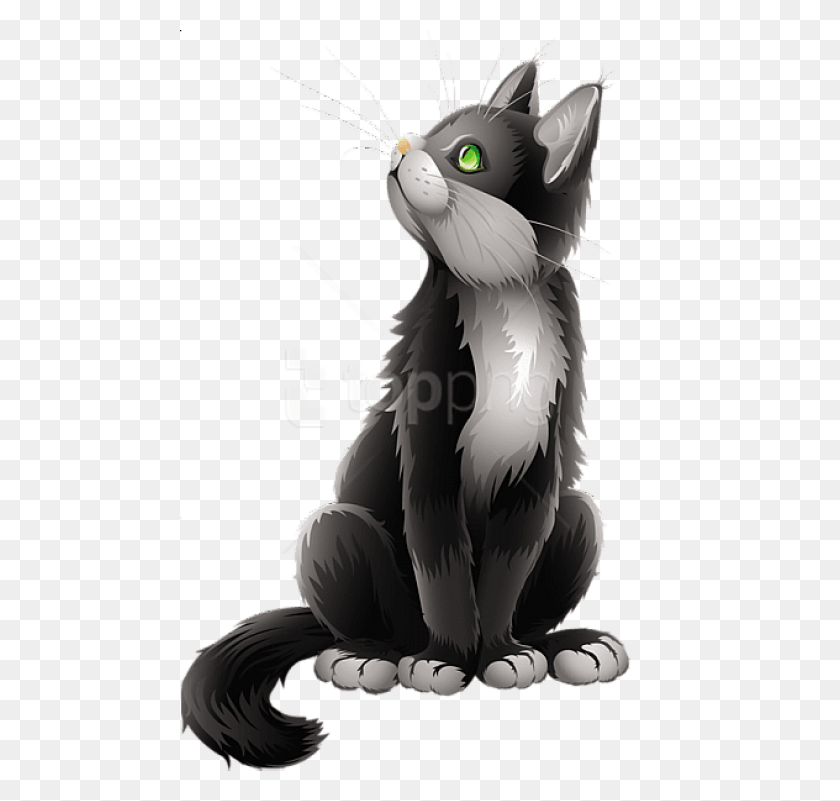 480x741 Cartoon Black Cat Clipart Photo Cartoon Cat Transparent, Mammal, Animal, Wildlife HD PNG Download