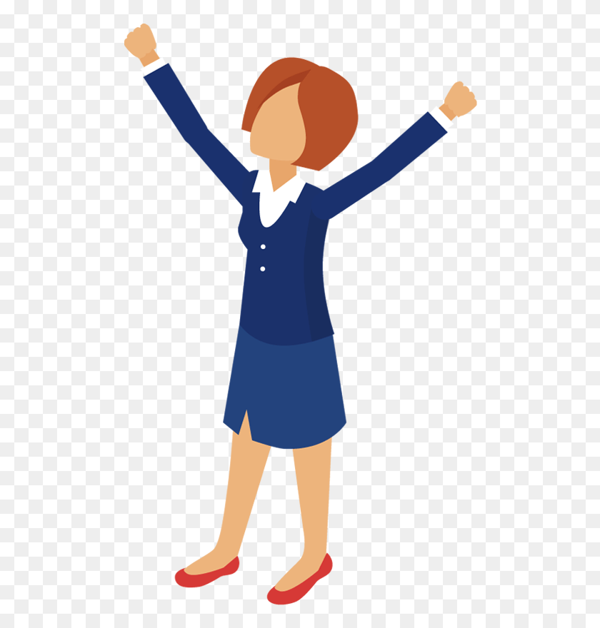 500x820 Cartoon Business Woman With Hands Up Business Woman Cartoon Transparent, Standing, Person, Human HD PNG Download