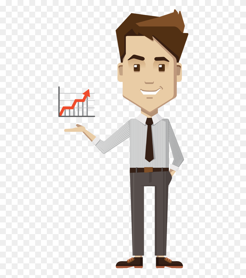 450x890 Cartoon Businessman Holding Growth Chart Board Businessman Cartoon No Background, Tie, Accessories, Accessory HD PNG Download