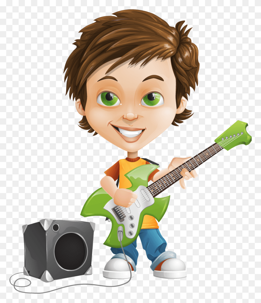 874x1024 Cartoon Character Boy, Guitar, Leisure Activities, Musical Instrument HD PNG Download