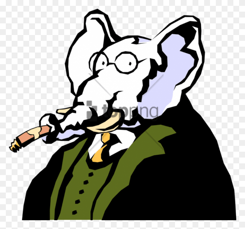 851x791 Cartoon Cigar Elephant With A Cigar, Person, Human, Label HD PNG Download