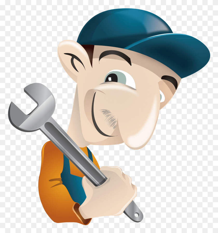 1604x1727 Cartoon Clip Art Take The Master Of Mechanic Vector Free, Helmet, Clothing, Apparel HD PNG Download