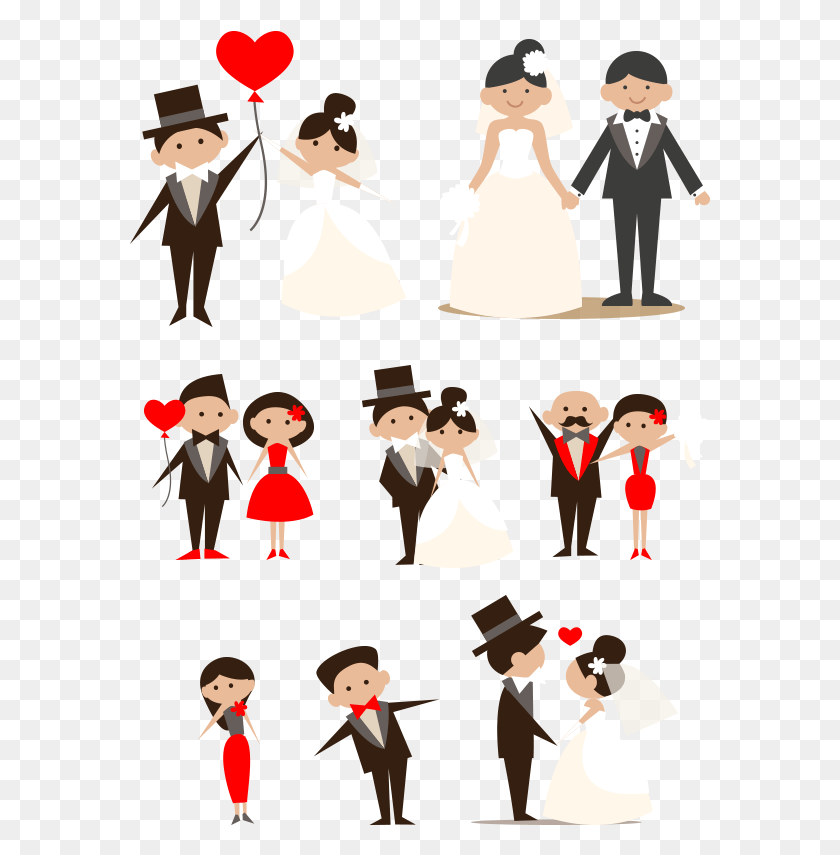 581x795 Cartoon Couple Clip Art Hand Drawn Bride Bride And Groom, Person, Performer, People HD PNG Download