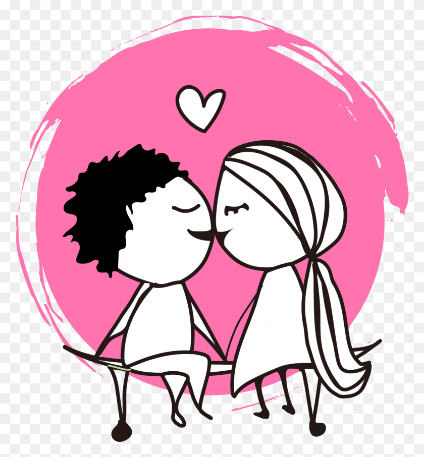 1097x1190 Cartoon Couple Kissing Vector Vector Love Art, Sphere HD PNG Download
