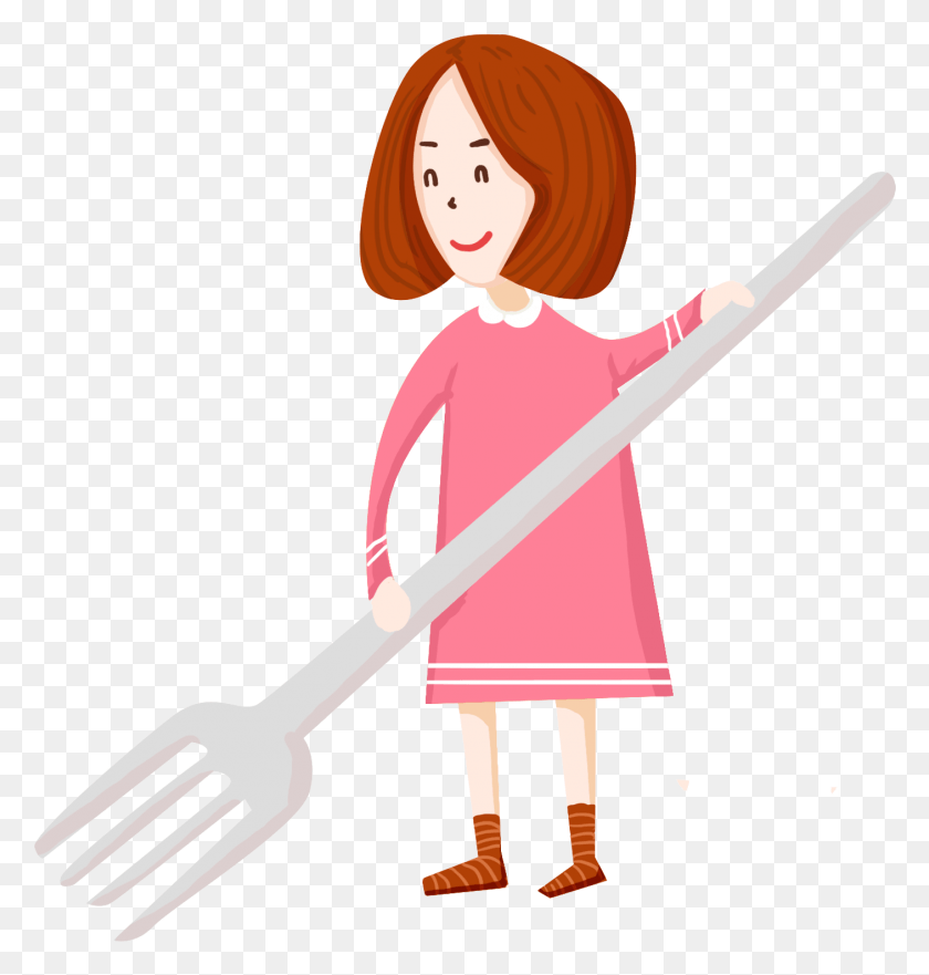 1407x1482 Cartoon Creative Hand Drawn Fresh And Psd Illustration, Fork, Cutlery, Cleaning HD PNG Download