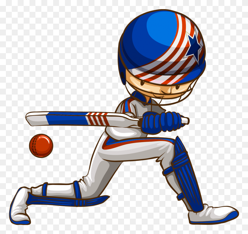 1669x1567 Cartoon Cricket Ball And Bat, Person, Human, Helmet HD PNG Download