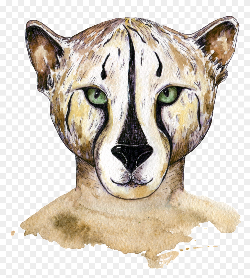 1024x1144 Descargar Png Leopardo Dominante De Dibujos Animados Pintura A La Acuarela Transparente, Cheetah, La Vida Silvestre, Mamífero Hd Png