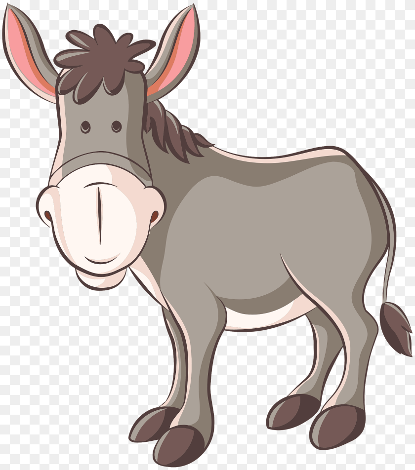 Cartoon Donkey Animal, Mammal, Face, Head Clipart PNG