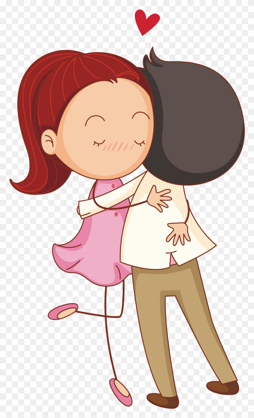 860x1457 Cartoon Drawing Illustration Embrace The Couple Transprent Girl And Boy Hug Cartoon, Female, Face, Portrait HD PNG Download