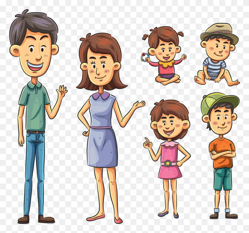 973x907 Cartoon Family Drawing Illustration Family Cartoon Free, People, Person, Human HD PNG Download