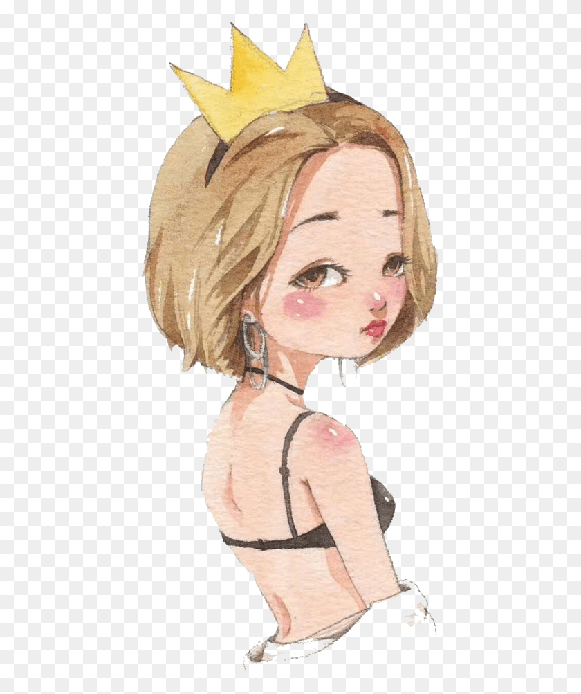 431x943 Cartoon Girl Transprent Crown On A Person Drawing, Clothing, Apparel, Bonnet HD PNG Download
