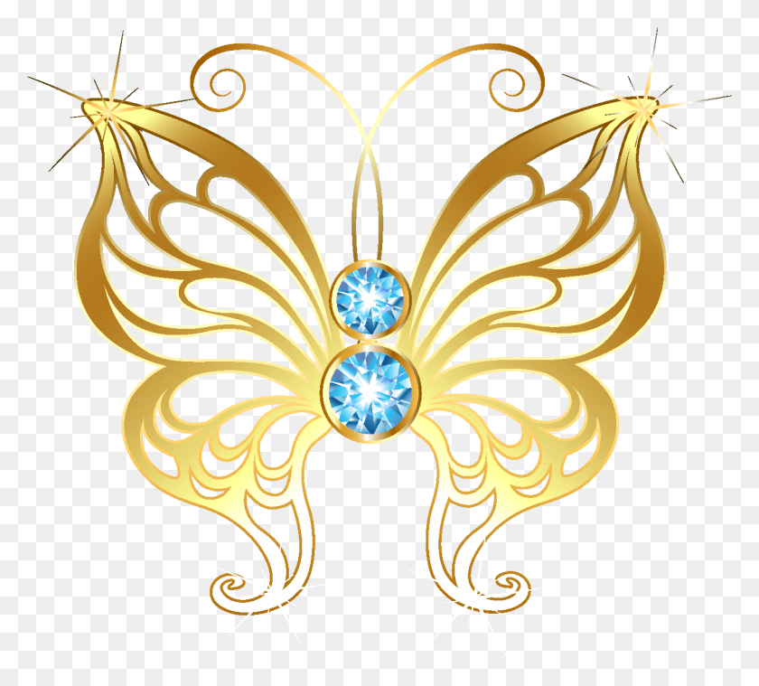 1292x1158 Cartoon Golden Line Butterfly Element Angels Wings Sexy, Jewelry, Accessories, Accessory HD PNG Download