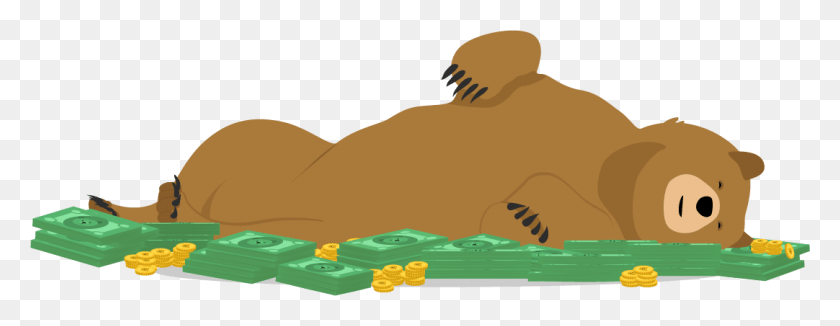 1082x369 Cartoon Grizzly Bear Rolling In Money Piles With Joy Tunnelbear Art, Wildlife, Animal, Mammal HD PNG Download