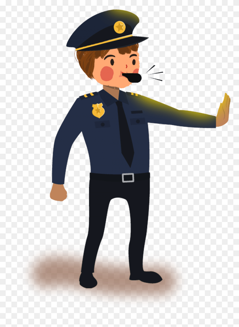 1105x1544 Cartoon Hand Drawn Illustration Police And Psd, Person, Human, Helmet Descargar Hd Png