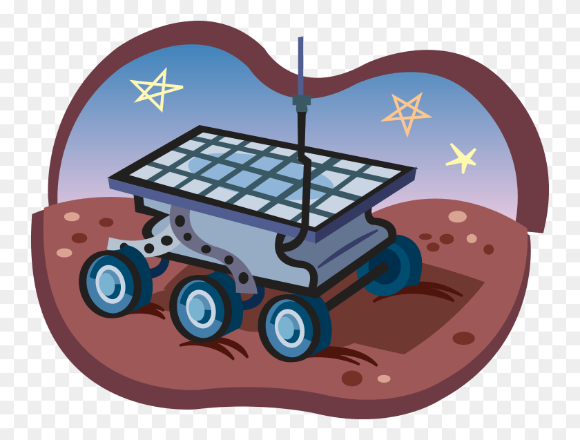 750x577 Cartoon Illustration Of Six Wheeled Rover On The Surface, Wagon, Vehicle, Transportation HD PNG Download