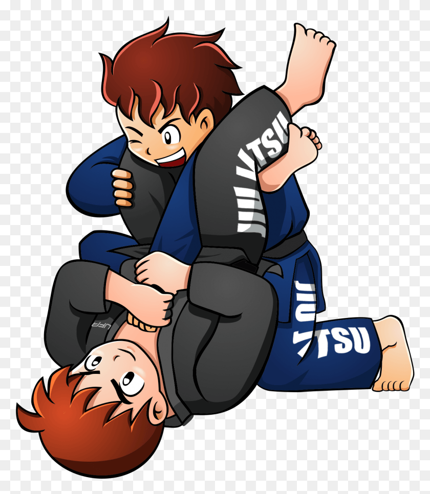 1278x1485 Cartoon Image Of Kids Jiu Jitsu Triangle Choke Jiu Jitsu Kids Logo, Person, Human, Manga HD PNG Download