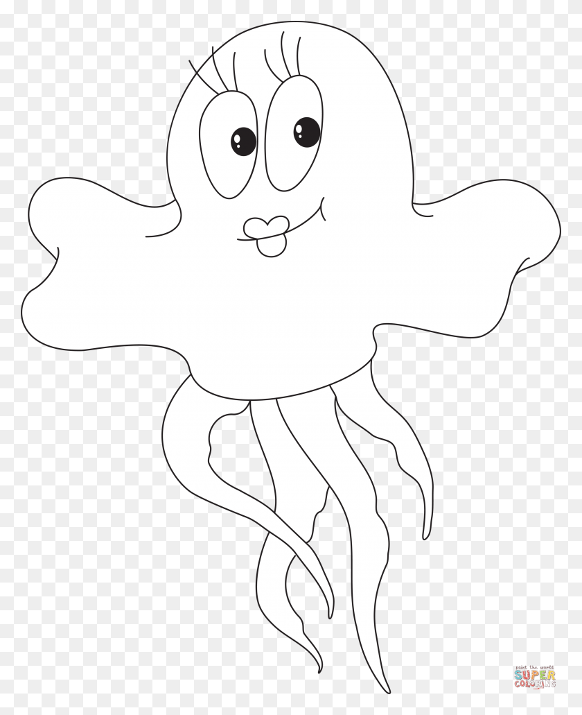2400x2989 Cartoon Jellyfish Coloring, Animal, Sea Life HD PNG Download