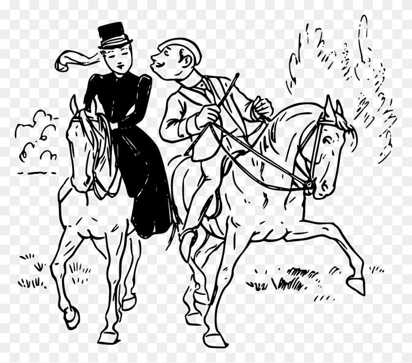 1280x1119 Cartoon Of Couple On Horse, Person, Human HD PNG Download