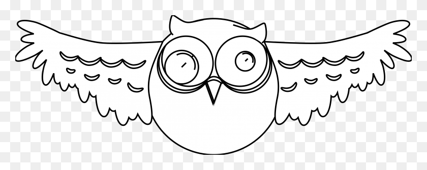 4444x1568 Cartoon Owl Black And White Wallpaper High Quality Cartoon, Stencil, Doodle HD PNG Download