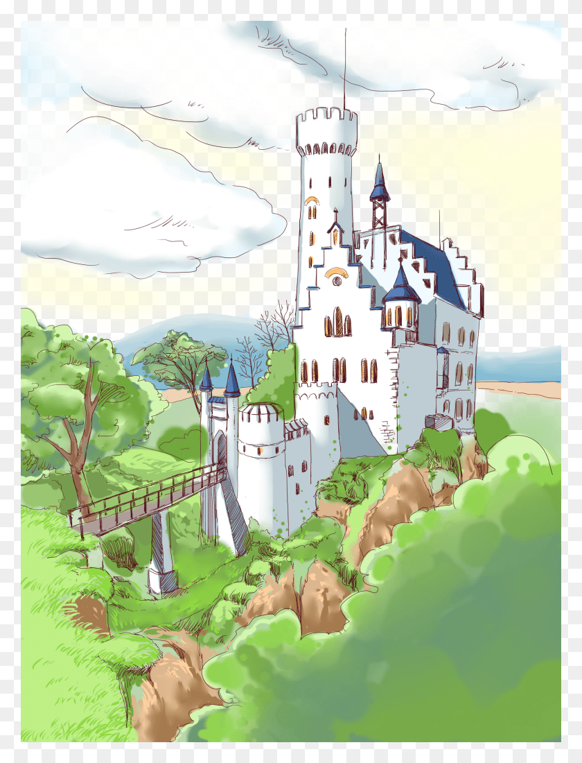 2125x2834 Cartoon Painted Transprent Birds View Forest Drawing, Castle, Architecture, Building HD PNG Download