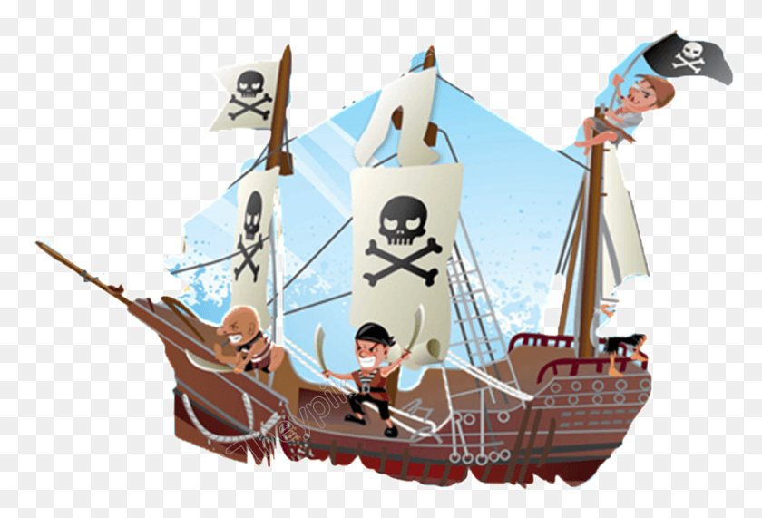 1015x665 Мультфильм Пиратский Корабль, Человек, Человек, Парк Развлечений Hd Png Скачать