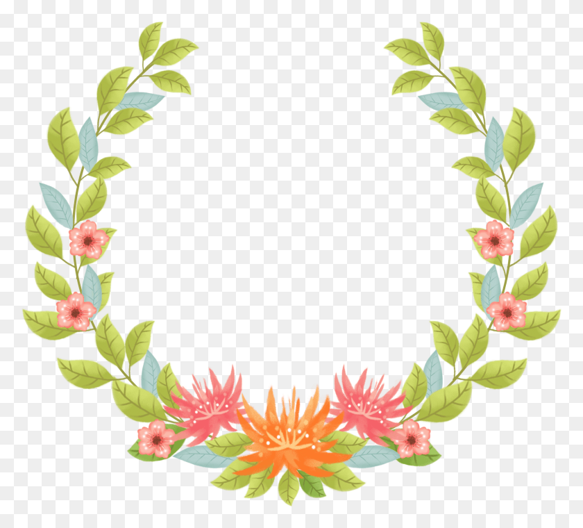 1723x1548 Cartoon Plant Border Dialog And Psd, Flower, Blossom, Wreath HD PNG Download