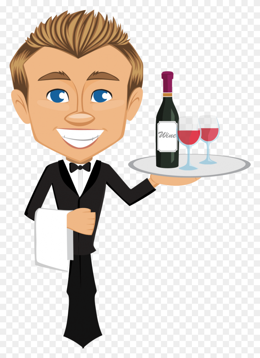 809x1136 Cartoon Q Version Cook Of The Hand Hotel Waiter Cartoon, Person, Human, Performer HD PNG Download