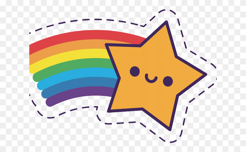 641x460 Cartoon Rainbow Images Estrela Com Arco Iris, Symbol, Star Symbol, Number HD PNG Download