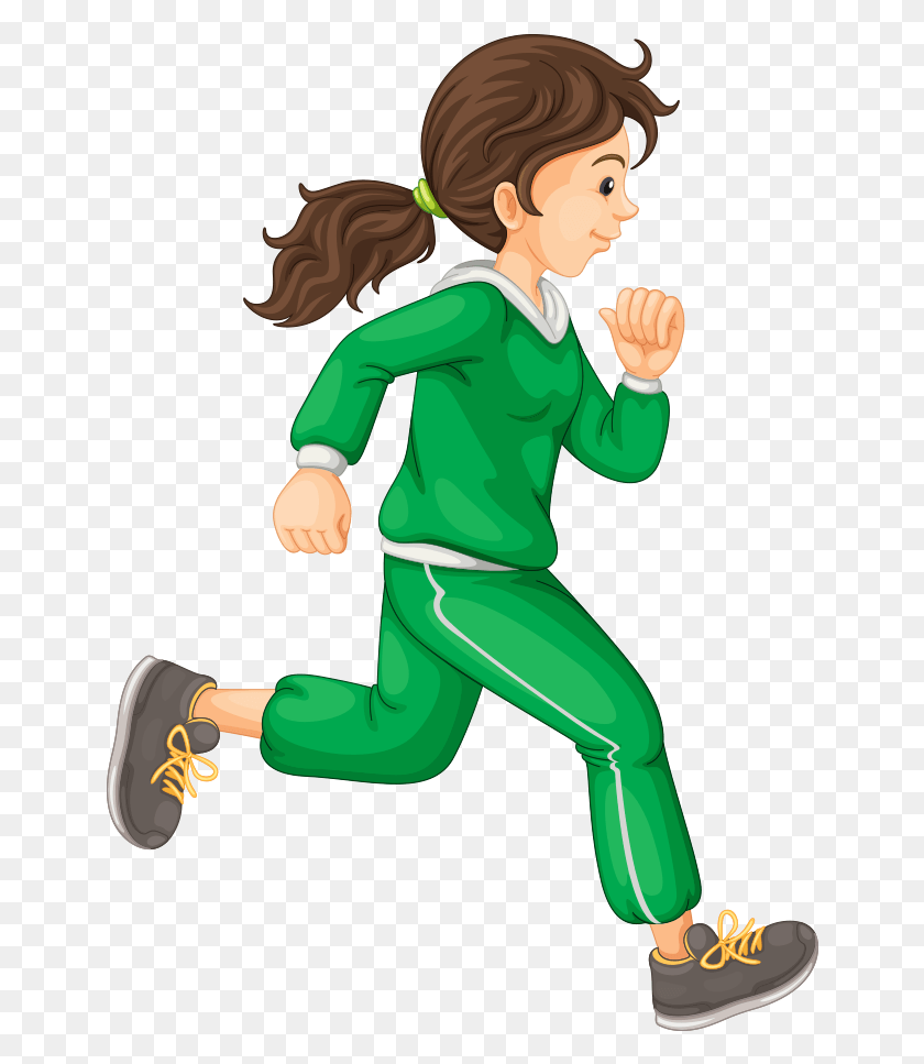648x907 Cartoon Running Clip Art Girl Jogging Cartoon, Person, Human, Sleeve HD PNG Download