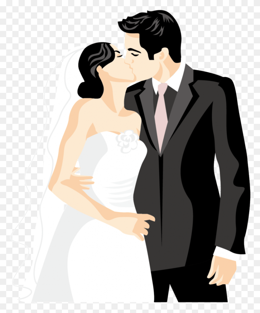 830x1012 Cartoon Silhouette Hand Drawn Wedding Free Picture Beijo Casal Noivos, Clothing, Apparel, Person HD PNG Download