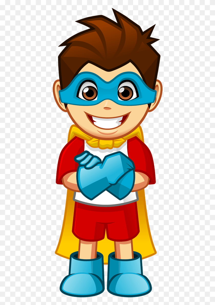 430x1132 Cartoon Smiling Superhero Boy With Arms Crossed, Toy, Performer, Chef Descargar Hd Png