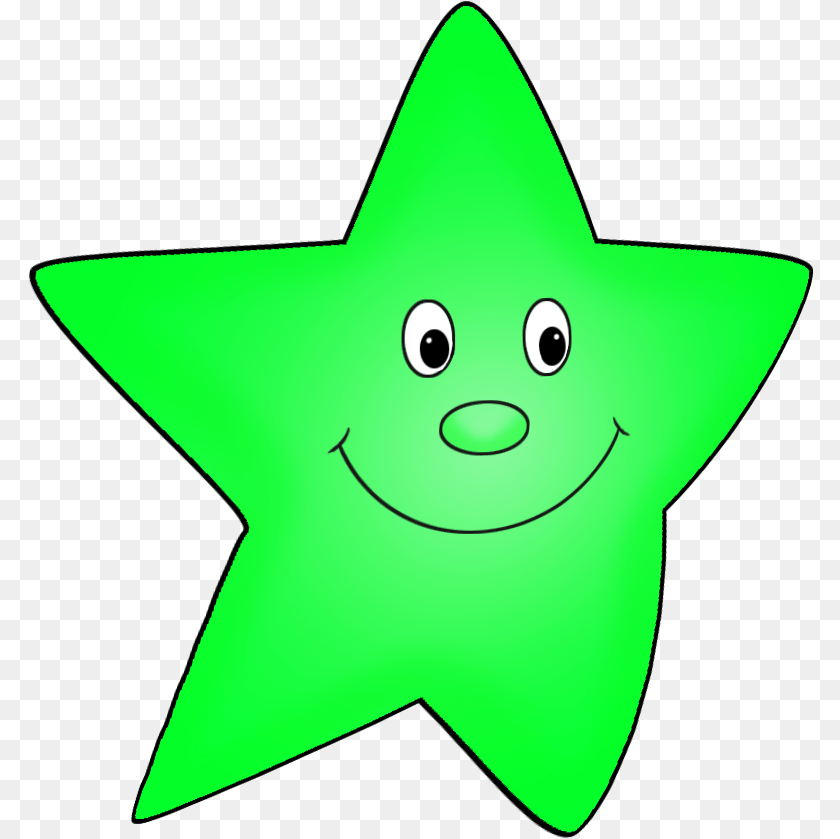 787x839 Cartoon Star Cartoon Star Flying Green Stars Clipart Cute Green Star Clipart, Star Symbol, Symbol, Animal, Fish Sticker PNG