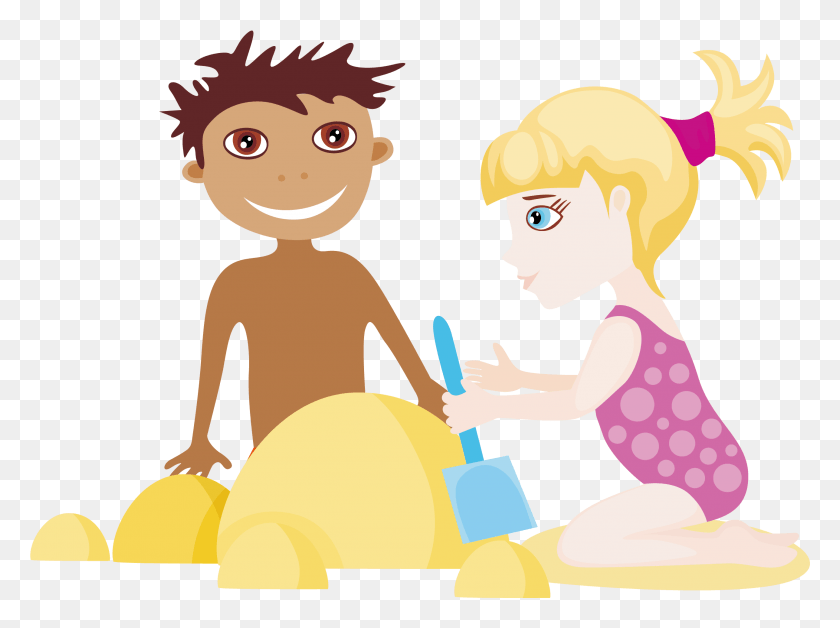 2578x1879 Cartoon Summer Clip Art Foreign Children Transprent Children In The Sun Cartoon, Person, Human, People HD PNG Download
