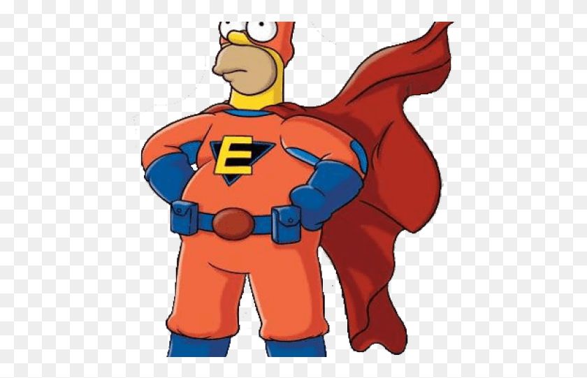 464x481 Cartoon Superheroes Homer Simpson Superhero, Lifejacket, Vest, Clothing HD PNG Download