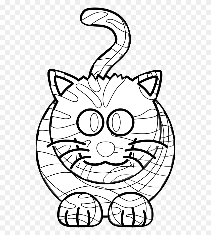 555x878 Cartoon Tiger Black White Line Art Coloring Book Colouring Amur Leopard Drawing Easy, Armor, Doodle HD PNG Download