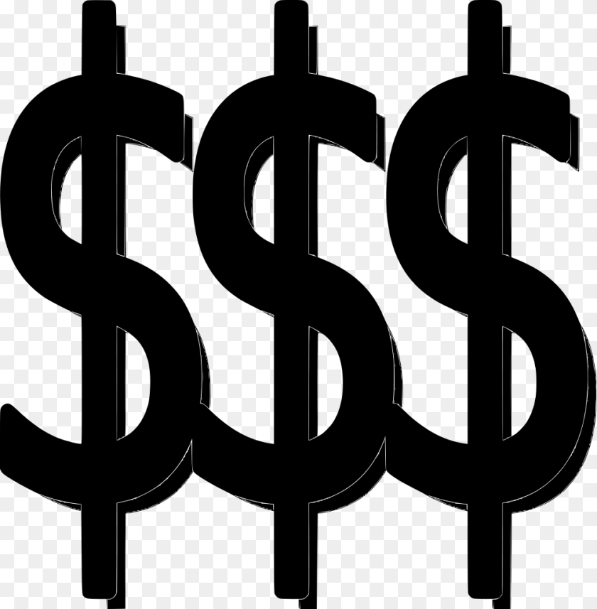 Cartoon Transparent Money Sign, Gray Sticker PNG