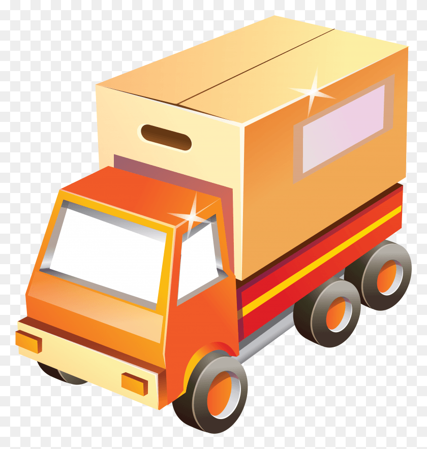 4645x4909 Cartoon Truck Clipart Vector Icons, Transportation, Vehicle, Box HD PNG Download
