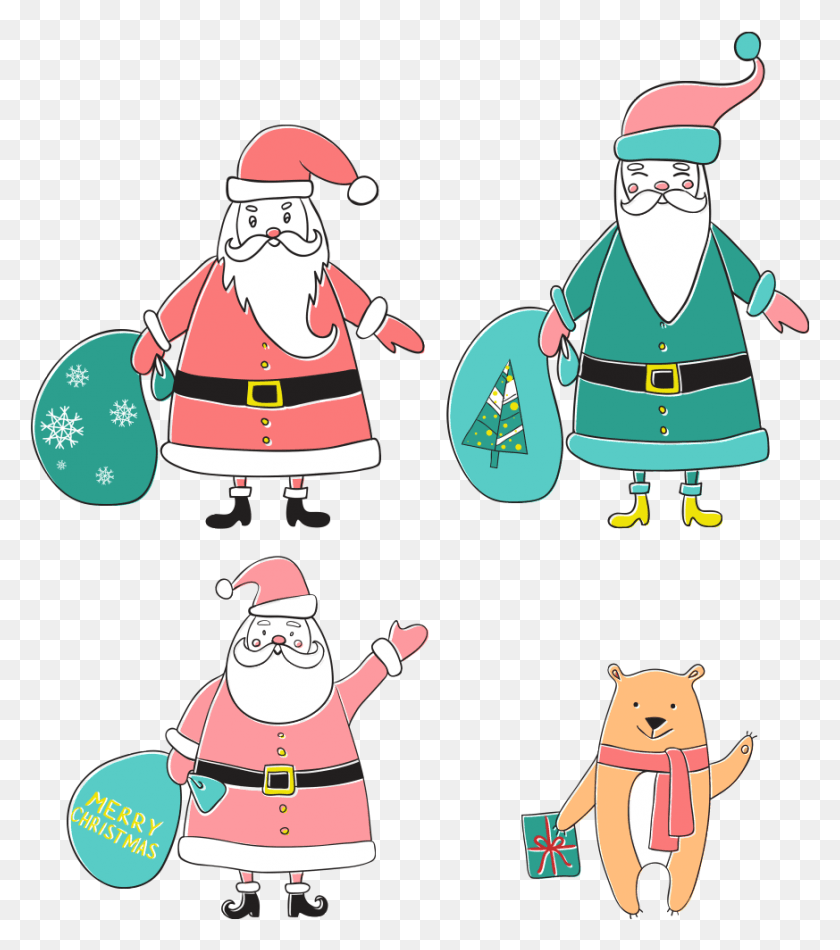 873x997 Cartoon Version Of Hand Drawn Santa Claus Cartoon, Elf, Person, Human HD PNG Download