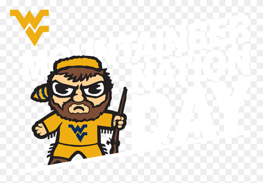 915x617 Cartoon Watch Let39s Go Wvu Mountaineers, Label, Text, Person HD PNG Download