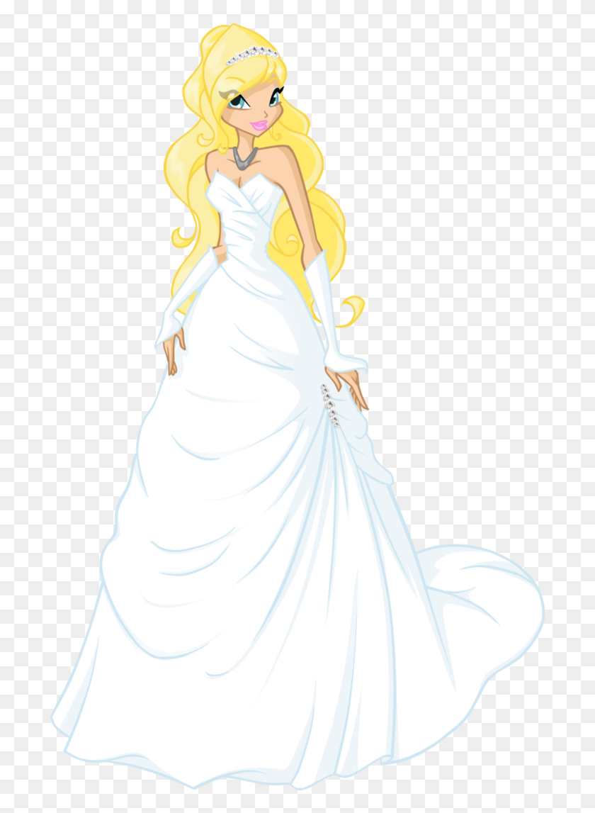 703x1087 Cartoon Wedding Dress Winx Club Wedding Dress, Clothing, Apparel, Dress Descargar Hd Png