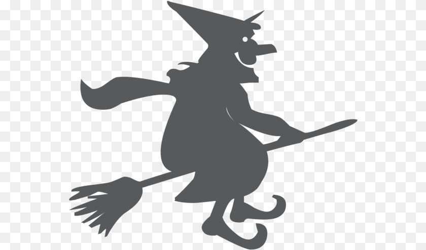 Cartoon Witch On A Broomstick, People, Person, Silhouette, Stencil PNG