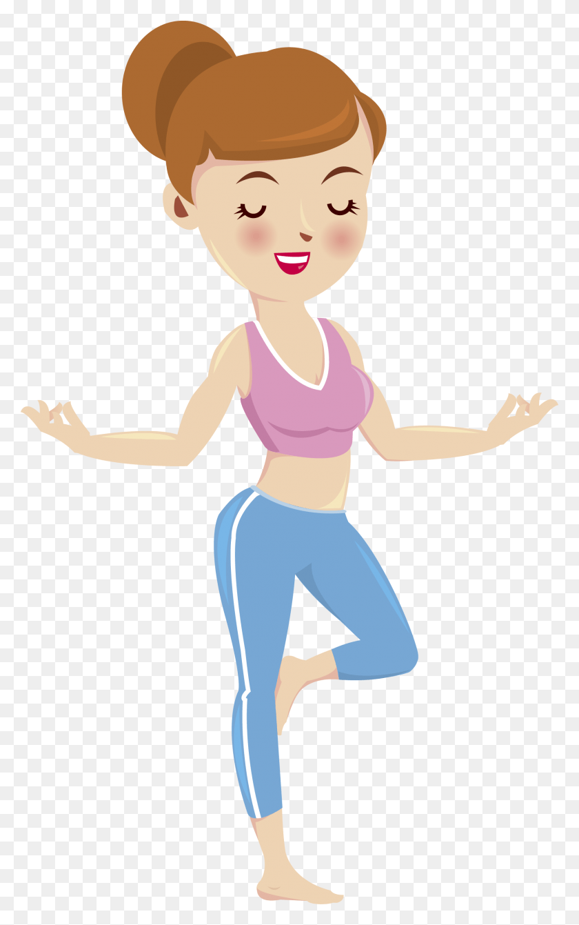 1711x2812 Cartoon Yoga Fitness Centre Cartoon Exercise Girl, Person, Human, Standing HD PNG Download