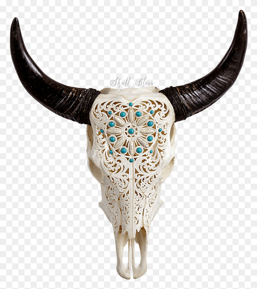 824x934 Carved Cow Skull Xl Horns Cow Skull Decorated, Bull, Mammal, Animal HD PNG Download